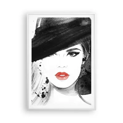 Produktbild von Gerahmtes Poster - Weißer Rahmen - Frau Gesicht Lippen - 70x100 cm - Wand Bild - Wanddeko - Wandbilder - Kunstposter - Wandposter - Bilderrahmen - Bilder - Kunstdruck - Wandbild - P2WPA70x100-3916