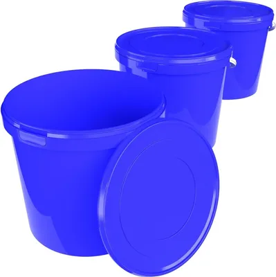 Produktbild von Eimer mit Deckel 10 L | Vorratseimer | Lebensmittelecht Blau | PP | 3 Stück