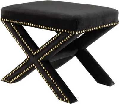 Produktbild von Casa Padrino Luxus Hocker Schwarz 51 x 37 x H. 42 cm - Luxus Kollektion