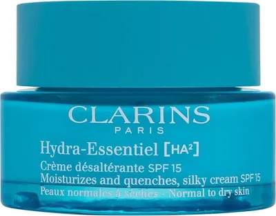 A close-up studio shot of a Clarins Hydra-Essentiel cream jar.