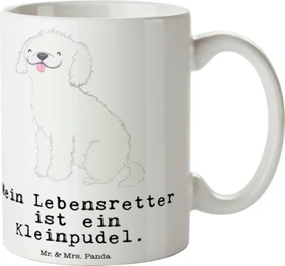 Produktbild von Mr. & Mrs. Panda Trinkbecher Kleinpudel Lebensretter - Weiß - Geschenk, schöne tasse, Teetasse, Kaffeetasse, Pudel, Kaffeebecher