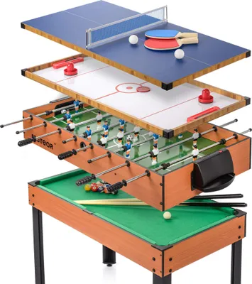 Produktbild von Multifunktionaler Kickertisch Meteor 4in1 – Tischkicker, Airhockey, Tischtennis, Billard für spannende Spieleabende mit Familie und Freunden - Schwarz
