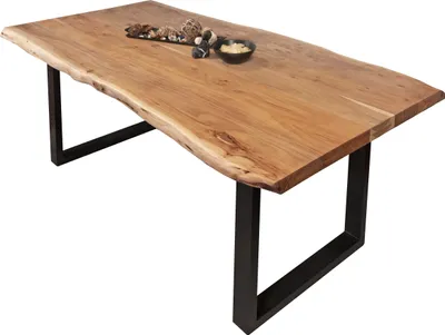 Produktbild von Esstisch Baumkante massiv Akazie Natur 220 x 100 U-Gestell schwarz CALI