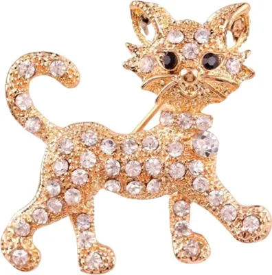 Produktbild von Katzenbrosche mit goldenen Strasssteinen