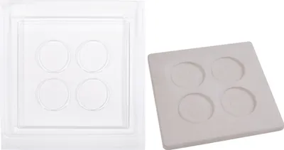 Produktbild von Rayher Gießform Kerzen Dekoplatte 25,5x25,5x2 cm mit 4 Kerzenaussparungen Ø 7,5 cm für Adventskranz