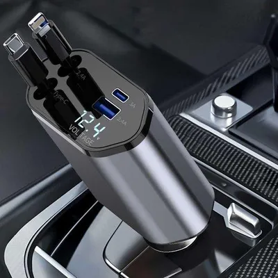 Obrázok produktu pre 4-v-1 nabíjačka do auta, 120 W, funkcia rýchleho nabíjania, strieborná