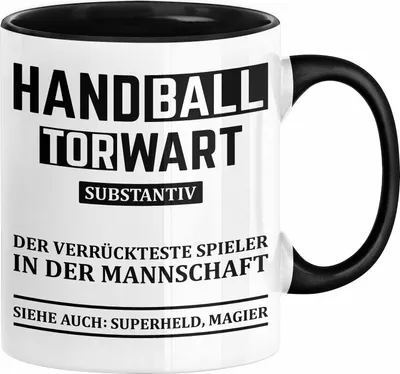 Produktbild von Handball Torwart Geschenk Tasse Geschenkidee Handball-Spieler Handballspielerin Mädchen Jungs Kaffee-Becher (Schwarz)