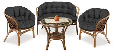 Zdjęcie produktu dla Zestaw ogrodowy 2x122x40cm + 190x40cm na krzesło kanapę huśtawkę meble rattanowe wodoodporny czarny