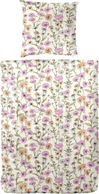 Produktbild von Primera Soft-Seersucker Bettwäsche 135x200 Blumen natur rosa grün  213068-24