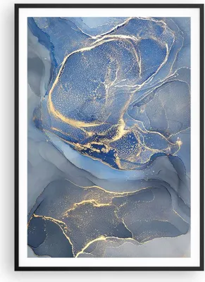 Produktbild von Gerahmtes Poster - Schwarzer Rahmen - Gold Blau Farbe - 70x100 cm - Wand Bild - Wanddeko - Wandbilder - Kunstposter - Wandposter - Bilderrahmen - Bilder - Kunstdruck - P2BPA70x100-5029