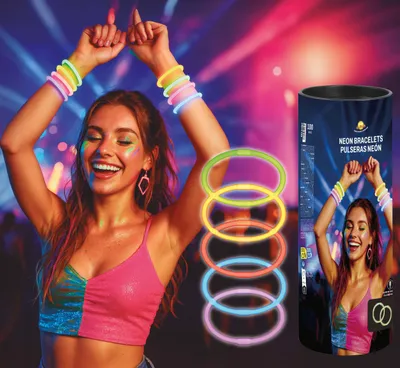 Immagine prodotto di Carnevale Divertimento Braccialetti al neon Accessorio per feste Colori vivaci Notte Evento Festival Umore Orecchini, Colore: Multicolore