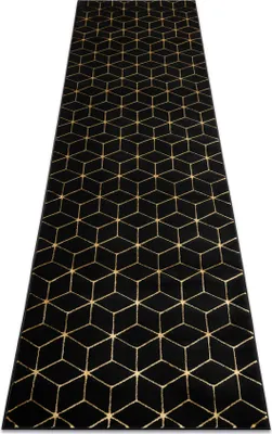 Produktbild von Modern GLOSS Teppich, Läufer 409C 86 Würfel stilvoll, glamour, art deco schwarz Schwarz 60x250 cm
