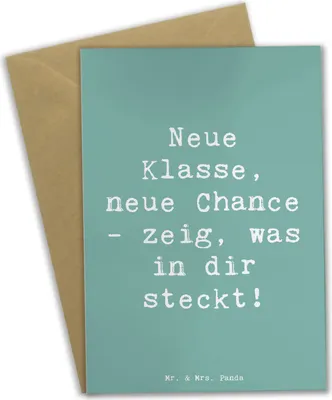 Produktbild von Mr. & Mrs. Panda Grußkarte Spruch Erster Schultag Neue Klasse - Meeresbrise - Geschenk, osterkarte, Tatendrang, Trost, Glücksbringer, Selbstbewusstsein, Aufregung