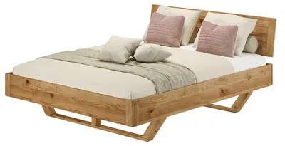 Produktbild von Schwebebett Doppelbett 160x200 Eiche massiv geölt mit Zubehör V-60.89-16ohne Zubehör