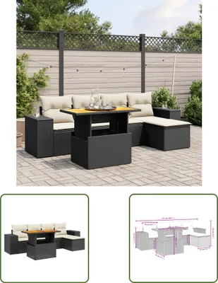 Produktbild von The Living Store 6-tlg. Garten-Sofagarnitur mit Kissen Schwarz Poly Rattan