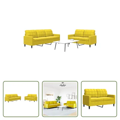 Produktbild von The Living Store 2-tlg. Sofagarnitur mit Kissen Gelb Samt