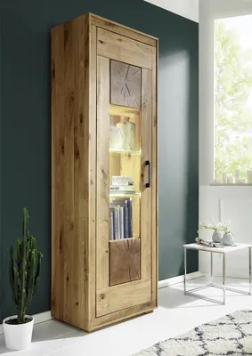 Produktbild von Vitrine 66x201 cm "Danzig" Wildeiche geölt