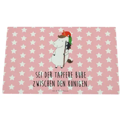 Produktbild von Mr. & Mrs. Panda Schneidplatte Einhorn Junge - Rot Pastell - Geschenk, Einhörner, Mittelalter, Schneidebrett Aus Glas, Hackbrett, schneidbrett, Unicorn, Schneideplatte