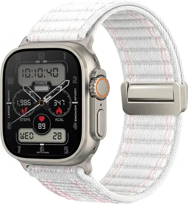 Produktbild von Smartwatch Armband für Apple Watch Ultra 2 49mm Nylon Textil Band Ersatzband Wechselband Magnetverschluss flexibel atmungsaktiv Weiß