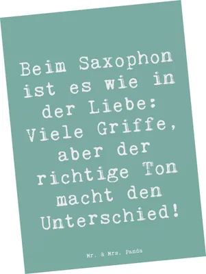 Produktbild von Mr. & Mrs. Panda Postkarte Spruch Saxophon Liebe - Meeresbrise - Geschenk, bildkarte, und Musik, Blues, Instrument, Musiker, Postkarten, Fotokarte, Ansichtskarten, Lernen