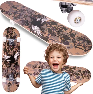 Produktbild von MalPlay Skateboard Deck Holzboard Doppelseitige MORO 77cm ABEC-5 Funboard Kinder Komplettboard