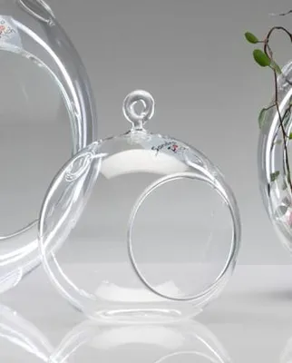 Produktbild von 6er Set Glaskugeln mit Öffnung, Hängevasen KUGEL D. 10cm Glas klar Sandra Rich