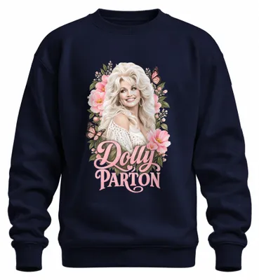 Zdjęcie produktu dla Bluza z kapturem "Dolly Parton", motywy country, motyle, Nashville, kolor granatowy, rozmiar L