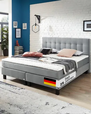 Produktbild von ROCKSTAR® Limited Edition II hellgrau von Welcon - Boxspringbett 180x200 cm Härtegrad H3 (hart)