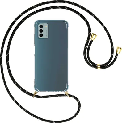 Produktbild von Handykette Backcover-Schutzhülle mit Band (Metall goldfarben) für Nokia G22 (6.5'') - schwarz/gold