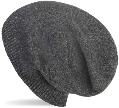 Produktbild von styleBREAKER Damen Feinstrick Beanie Mütze Glitzer, Dunkelgrau