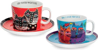 Produktbild von GILDE Cappuccinotasse, "Fantastic Felines", Porzellan, mehrfarbig, , 2er Set, B. 12,5 cm, H. 7,5 cm, D. 9,5 cm 81377