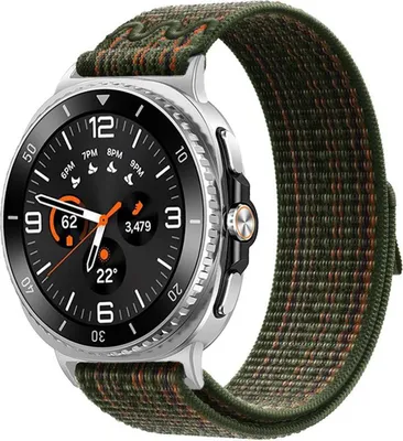 Produktbild von Für Samsung Galaxy Watch 8 / 8 Classic Nylon Armband mit Klettverschluss Grün / Orange