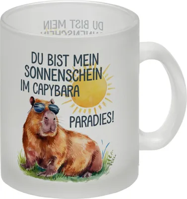 Produktbild von Capybara mit Sonnenbrille Glas Tasse Mein Sonnenschein