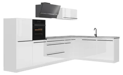 Imagen del producto de Cocina esquinera Vicco R-Line Blanco alto brillo/Blanco 347 x cm encimera Mármol, Model 66863