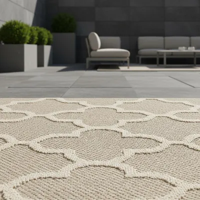 Teppich Outdoor Flachgewebe Skandi-Muster Polypropylen Balkon_#sku_BARKPATARA801504951BEIGE-BARKPATARA1201704951BEIGE-BARKPATARA1402004951BEIGE-BARKPATARA1602304951BEIGE-BARKPATARA2002904951BEIGE-BARKPATARA2403404951BEIGE#
