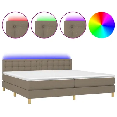 Produktbild von Boxspringbett mit Matratze & LED Taupe 200x200 cm Stoff
