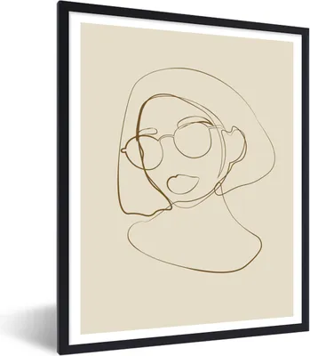 Produktbild von MuchoWow® Gerahmtes Poster Frau - Linienkunst - Minimalismus 60x80 cm - Poster mit Schwarzem Bilderrahmen Wandposter Rahmen Foto Bilder - Premium - Wanddeko Wohnzimmer