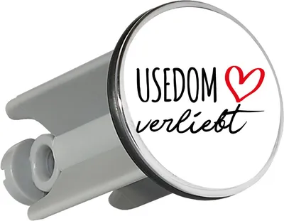 Produktbild von Huuraa Waschbeckenstöpsel Usedom verliebt 4cm höhenverstellbar Abflussstopfen Geschenkidee