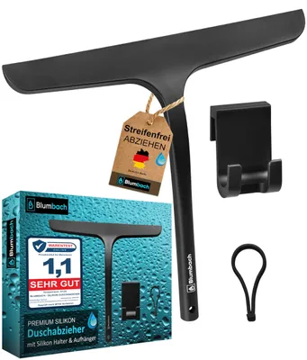 Productafbeelding van BLUMBACH® Douchewisser zwart, douchewandwisser met houder, 28 cm