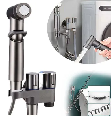 Produktbild von 1-in-2-Out Mini WC Wasserhahn Sprayer Kit, Hand-Bidet-Spray, Badezimmer Windel Dusche | Für Toilette, Badezimmer Hygiene