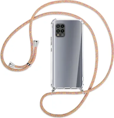 Produktbild von Handykette Backcover-Schutzhülle mit Band (Metall silberfarben) für Xiaomi Mi 10 Lite 5G (Zoom) - Rainbow