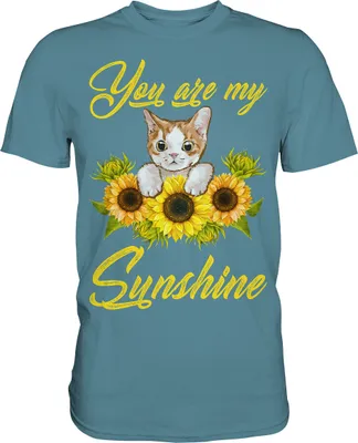 Produktbild von Katze Sonnenblumen T-Shirt Gärtner Geschenk – Stone Blue / XL