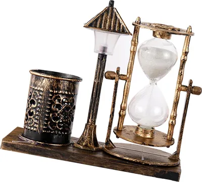 Image de Porte-stylos vintage Porte-stylos innovant en forme de sablier lumineux blanc pour le bureau Or