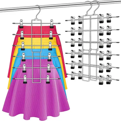 Hosenbügel-Set mit 12 Clips, platzsparend, zusammenklappbar, 3 Stück