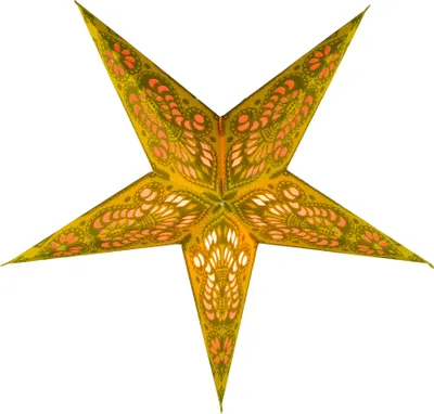 Produktbild von Faltbarer Advents Leucht Papierstern, Weihnachtsstern 40 cm - Menor Small Yellow, Gold, Star Fensterdeko, 7 Spitzen