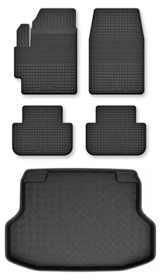 Zdjęcie produktu dla Dywaniki gumowe + mata bagażnika do Honda Civic VII 2001-2005 (sedan) – czarne, dobierane – Wielganizator Semi-Universal