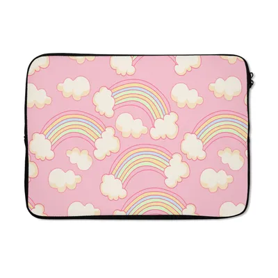 Produktbild von MuchoWow® Laptop Hülle 14 ZollRegenbogen - Wolken - Muster Laptoptasche - Laptoptasche - Stoßsicher - Schutzhaube