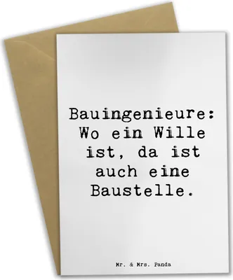 Produktbild von Mr. & Mrs. Panda Grußkarte Spruch Bauingenieur Wille - Weiß - Geschenk, Berufe, da ist auch eine Baustelle, Grußkarten, Beruf, Berufsgestaltung, osterkarten, Bauprojekte