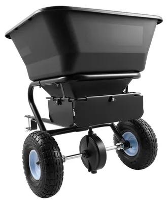 Produktbild von Streuwagen 38,6 kg Fassungsvermögen, Schleuderstreuer Anhängestreuer 3 m Streubreite, Streuanhänger mit 25,4 cm Reifen, einstellbare Streumenge