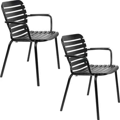 Produktbild von Zuiver Vondel Gartenstuhl mit Armlehne Schwarz - 2 er Set
